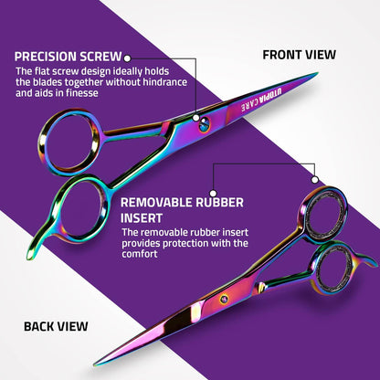 Utopia Care Hair Cutting and Hairdressing Scissors 6.5 Inch, Premium Stainless Steel Shears with Smooth Razor and Sharp Edge Blades for Salons, Men, Women and Kids, Rainbow