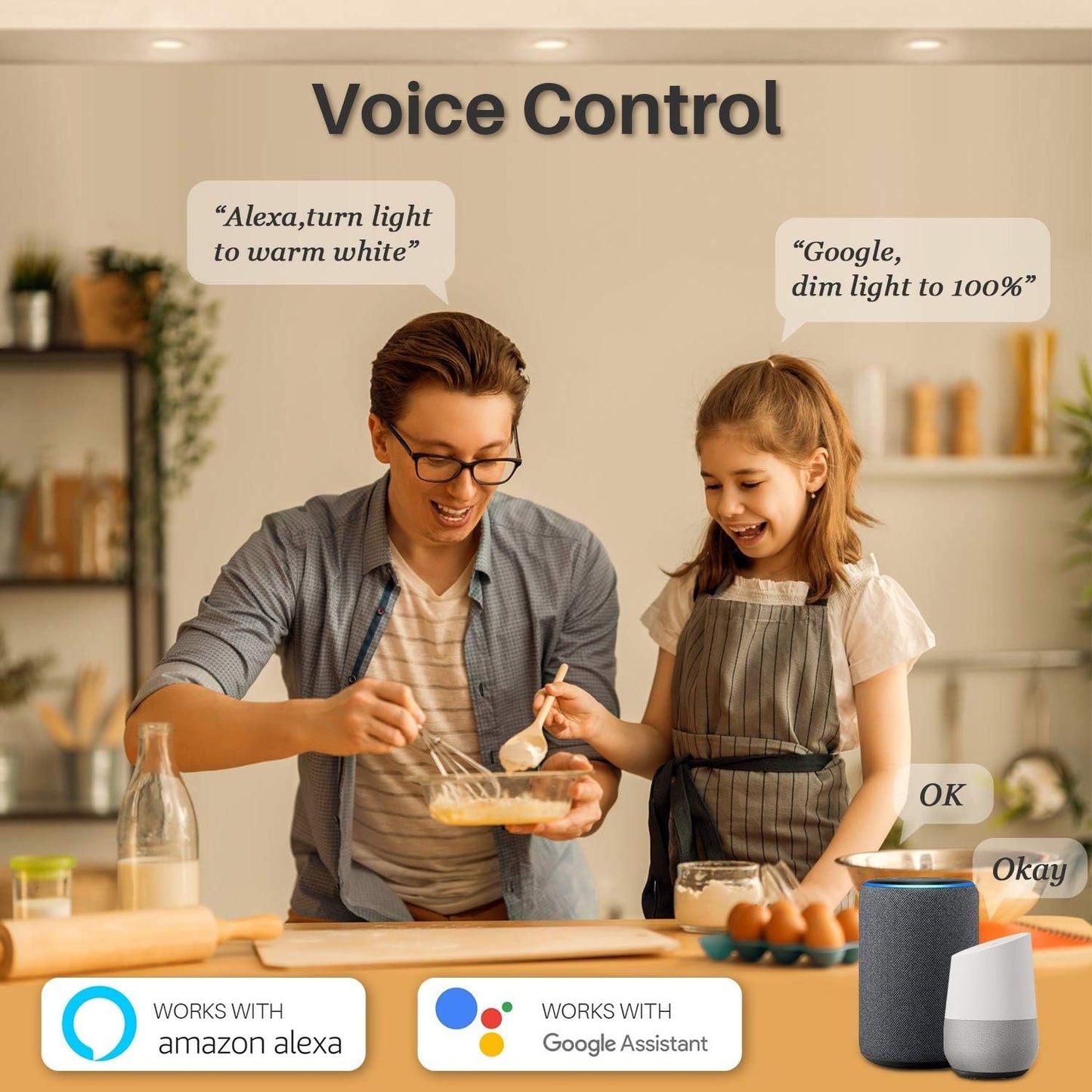 Peteme 4 Inch Pot Lights, Smart LED Recessed Lighting 6 Pack, High Brightness Dimmable RGBCW Color Changing Indoor Outdoor Soffit Downlight for Alexa/Google Only 2.4GHz WiFi 10W 800 Lumen