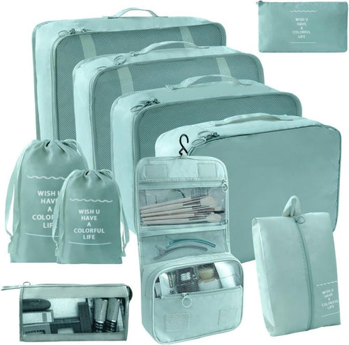 Multi-Size Storage Bags 10 Pack - Waterproof Foldable Organizers for Home Closet, Suitcase Packing, Camping Gear Organization