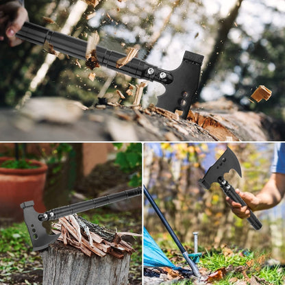 Survival Shovel Axe Multitool, Fixm Folding Shovel Hatchet Survival Tool Camping Tool Kit with Storage Box, Great for Outdoors, Camping, Hiking and Car Emergency
