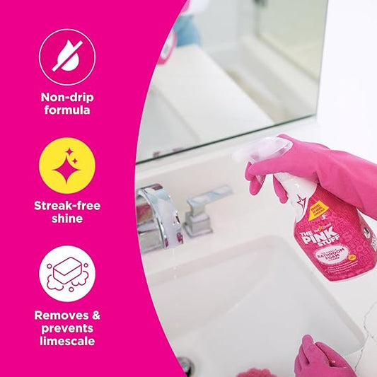The Pink Stuff Bathroom Cleaning Kit – Cleaning Paste, Bathroom Foam Spray, Toilet Foaming Powder, SQeeZY Sponge & 3 Microfiber Cloths – Tough on Stains, Grease & Soap Scum – Deep Clean Essentials
