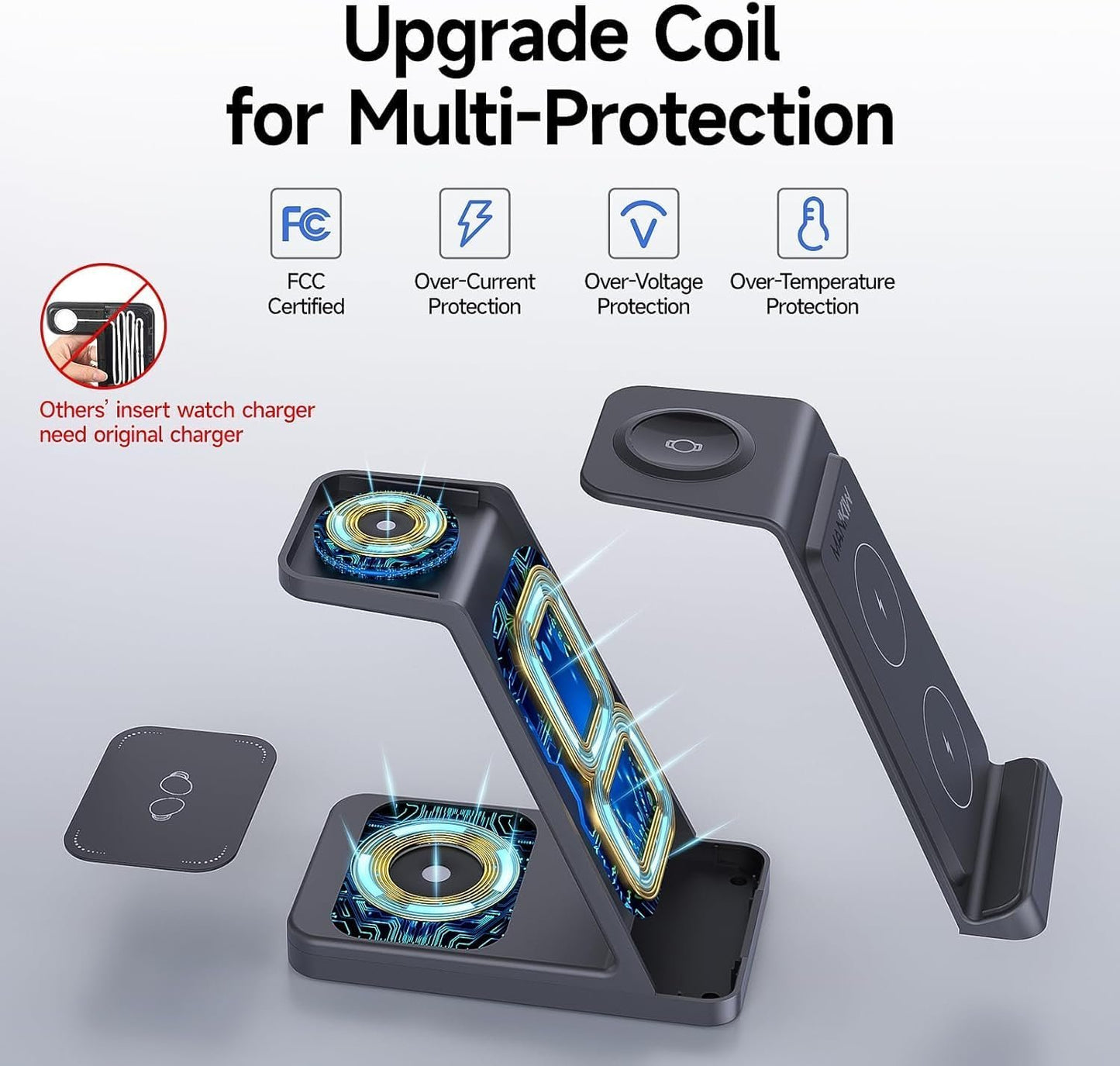 3 in 1 Wireless Charging Station for Samsung,Fast Phone Charger Station for Samsung Galaxy S24 S23 S22 S20 Ultra Z Flip Fold 5/4/3Galaxy Watch 6/5/4/3Buds