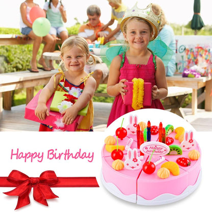 BigNoseDeer Birthday Cake Toy Food Play Set Pretend Play Children's Day Gift DIY Cutting Birthday Party Cake with Candles for Children Kids Babies Girls Classic Toy 37pcs