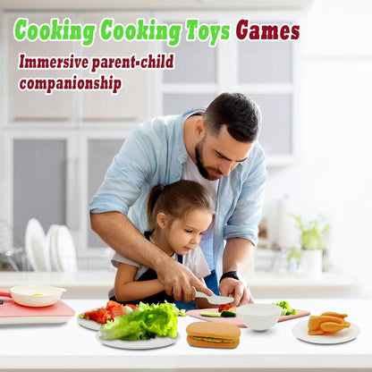 LESUNTINGKY 48-Piece Toddler Cooking Set with Realistic Stove & Utensils – Pretend Play Kitchen Toys for Kids (3-8 Years) BPA-Free, Skill-Developing, Christmas Birthday Gift