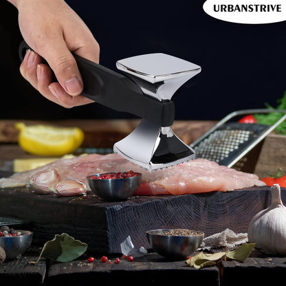 Urbanstrive Premium Heavy Duty Meat Tenderizer Hammer, Stainless Steel Meat Mallet Tenderizer, Dual-Sided Meat Hammer Tenderizer, Meat Pounder Kitchen Mallet for Beef, Chicken Pounder, Black