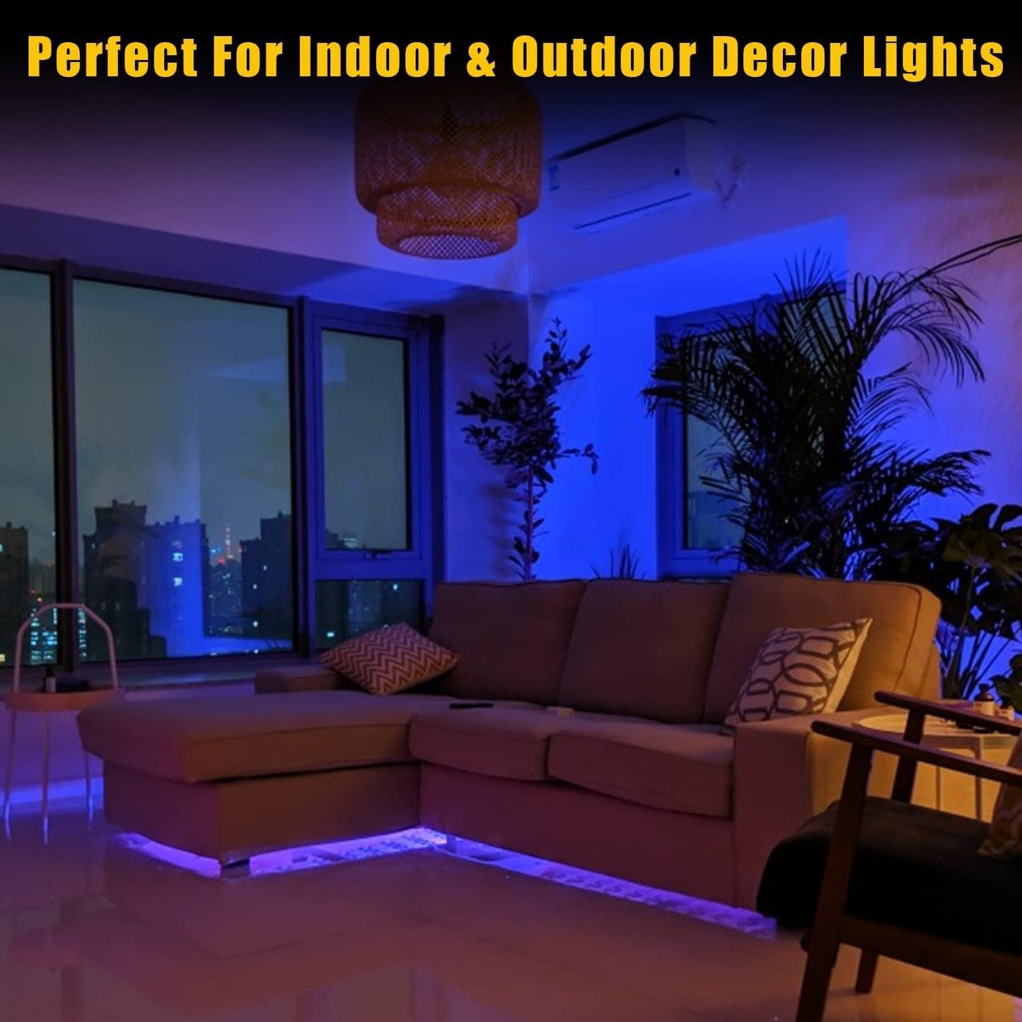 YM E-Bright Blue Led Strip lights 16.4Ft for Bedroom Home Kitchen Boat Marine Indoor Outdoor IP68 Waterproof 5Meter 600SMD Upgrade Solid Silicone DC12V