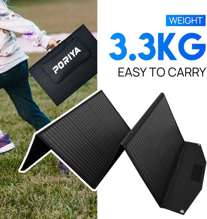 300W Portable Solar Panel 18V, Foldable USB Solar Panel Charger, IP65 Waterproof, USB Output, Portable Solar Charger Monocrystalline Compatible with Smartphone Tablets for Outdoor Activities