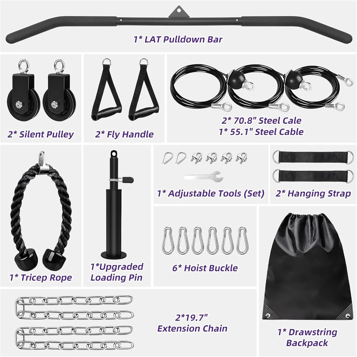 OKSTENCK Home Gym Pulley System,Suitable for Broad Muscle Pull Downs, Bicep Curls, tricep Workout Pulley kit, Shoulder, Back, Forearm Workout Too. High Pull Down Professional Home Pulley Gym kit.