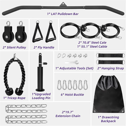 OKSTENCK Home Gym Pulley System,Suitable for Broad Muscle Pull Downs, Bicep Curls, tricep Workout Pulley kit, Shoulder, Back, Forearm Workout Too. High Pull Down Professional Home Pulley Gym kit.