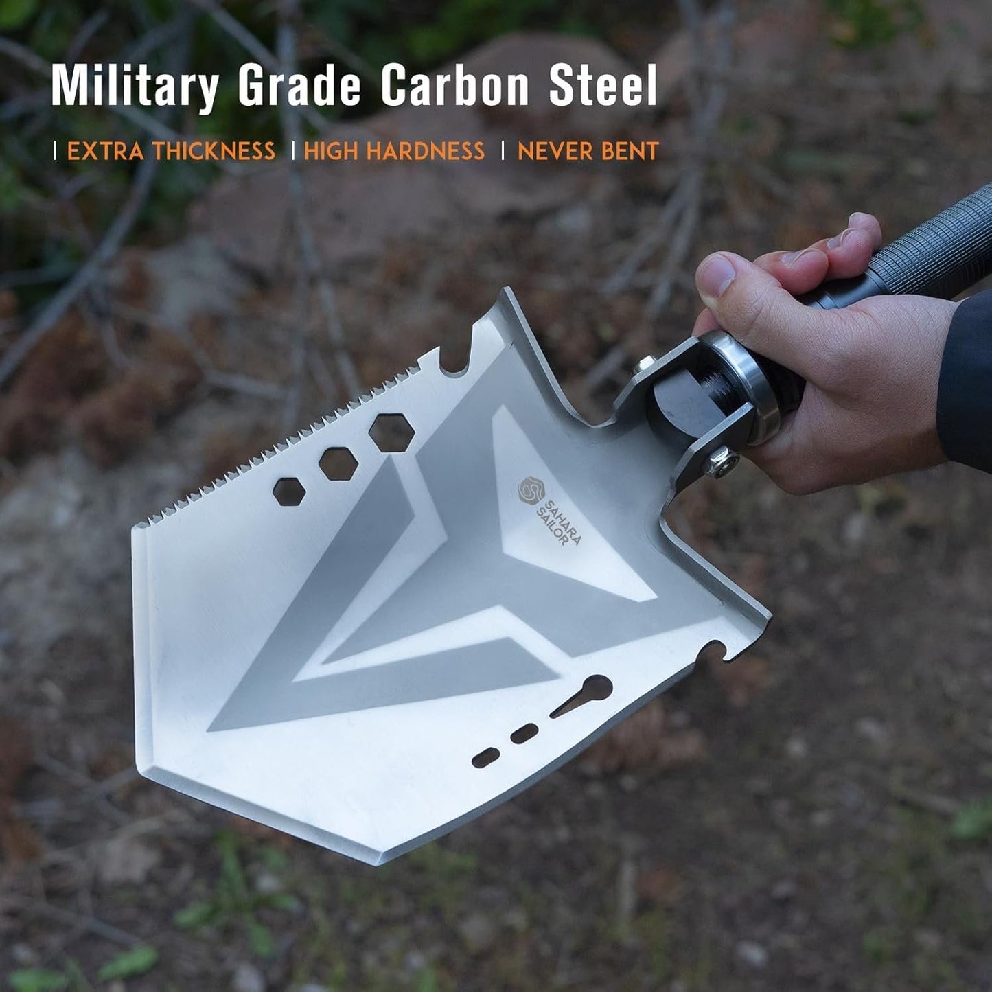 Sahara Sailor Survival Shovel with Axe, High Carbon Steel Tactical Shovel Camping Shovel Hatchet Combo - 4 Thicken Extension Handles, 20-39.5 Inch Survival Gear and Equipment for Hiking Camping