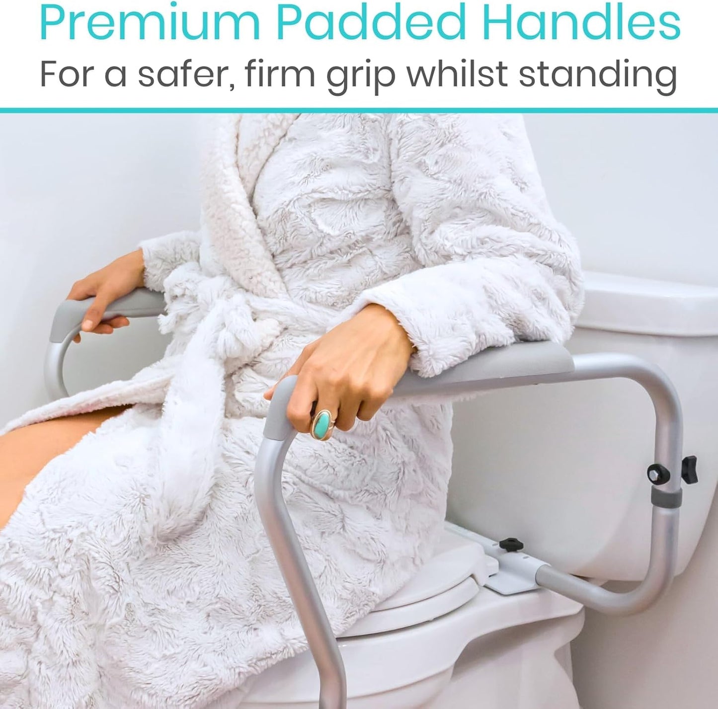 Toilet Rail by Vive - Bathroom Safety Frame for Elderly Handicap and Disabled - Toilet Safety Handrail Grab Bar - Adjustable Height
