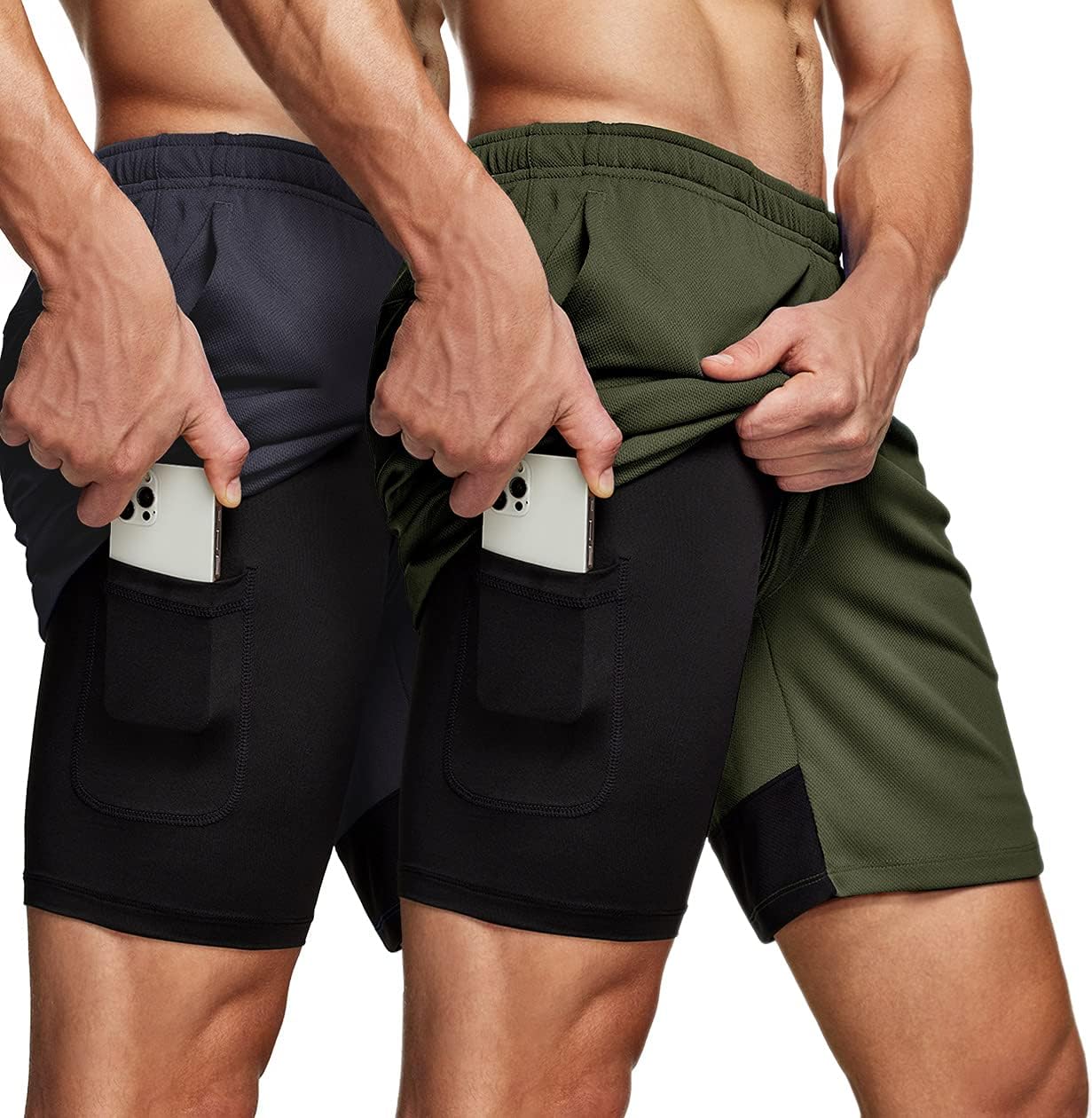 ATHLIO Men’s 1~2 Pack Athletic Shorts | Quick Dry Mesh Running & Training Shorts with Pockets