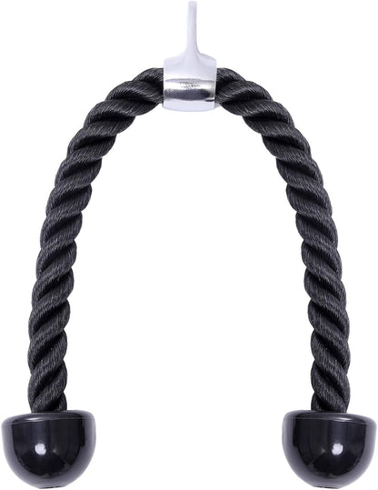 KYLIN SPORT 27" Tricep Rope Pull Down Sport Gymmastic Exercise Machie Cable Attachment Heavy Duty Nylon Rope Easy to Grip & Non Slip