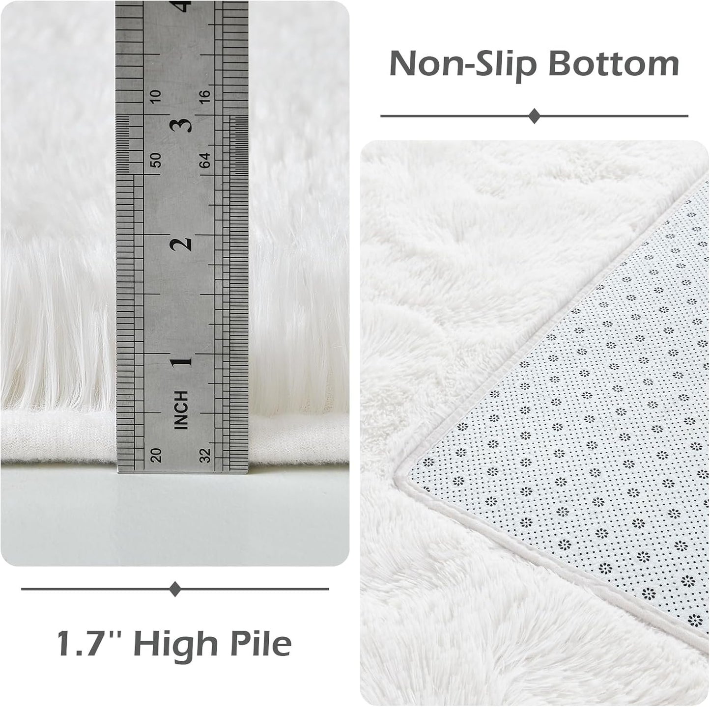 Pacapet Fluffy Area Rugs, Cream Shag Rug for Bedroom, Plush Furry Rugs for Living Room, Fuzzy Carpet for Kid's Room, Nursery, Home Decor, 4 x 6 Feet