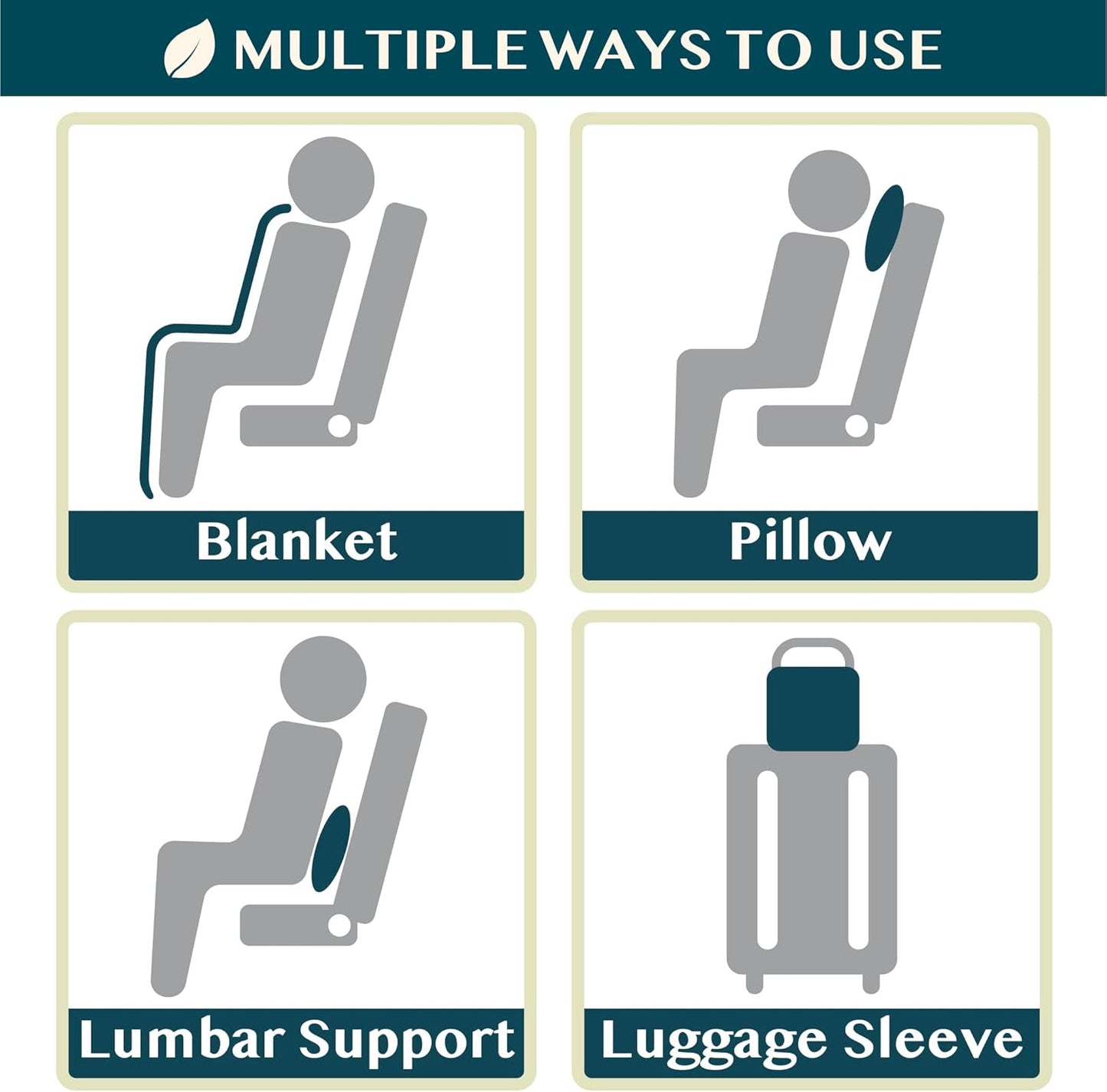 PAVILIA Soft Travel Blanket, Compact Airplane Blanket in Bag, Portable Blanket Pillow Set, Lightweight and Packable Plane Flight Car Trips Travel Home Office Gift Accessories, Black