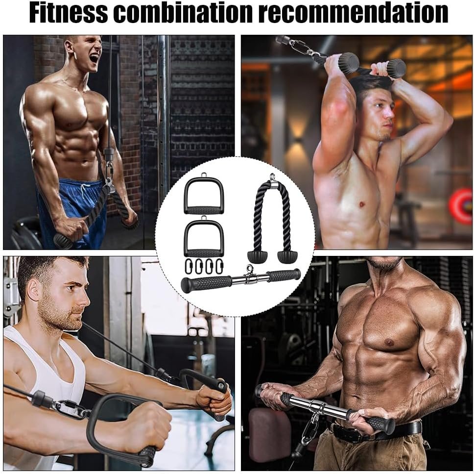Kipika Tricep Pull Down Attachment, Cable Machine Accessories for Home Gym, Cable Machine Attachments Pulley System Gym, LAT Pull Down Attachment Weight Fitness