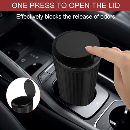KILDOWS Car Rubbish Bin, Mini Dustbin with Black Lid Waterproof Portable Bin with 4 Rolls Garbage Bags Interior Accessories for Car Office Home