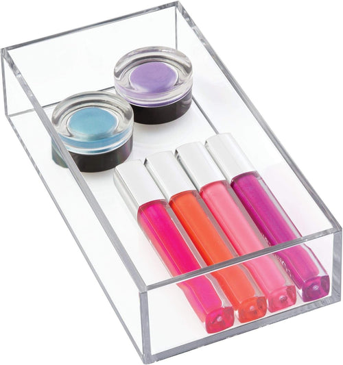 iDesign Clarity Plastic Drawer Organizer, Storage Container for Cosmetics, Makeup, and Accessories on Vanity, Countertop, Bathroom, or Cabinet, 8" x 4" x 2", Clear