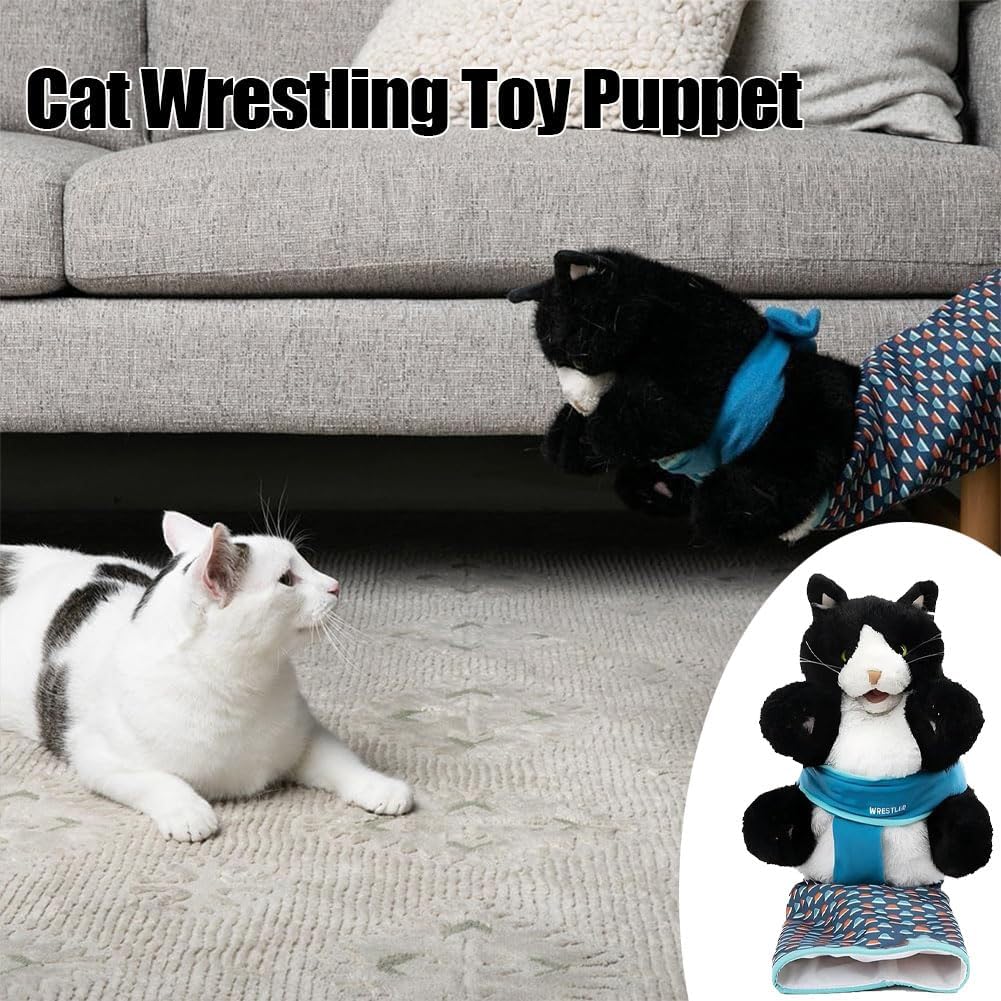 Cats Puppet Wrestler, Cat Wrestling Toy Puppet, Safe Interactive Cat Wrestling Hand Puppet with Tough Padding, Cat Sumo Wrestling Toy Puppet for Boredom-Busting Training and Exercise (1Pcs)