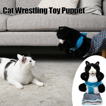 Cats Puppet Wrestler, Cat Wrestling Toy Puppet, Safe Interactive Cat Wrestling Hand Puppet with Tough Padding, Cat Sumo Wrestling Toy Puppet for Boredom-Busting Training and Exercise (1Pcs)