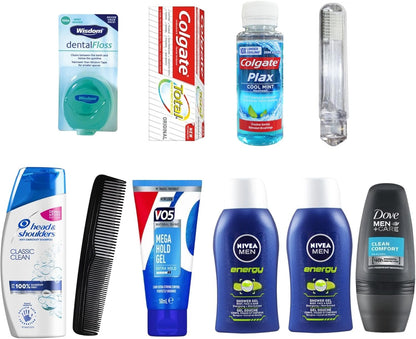 Travel Toiletries Set for Men - Essential Travel Toiletries Kit - Mini Toiletries Airport Approved Liquids