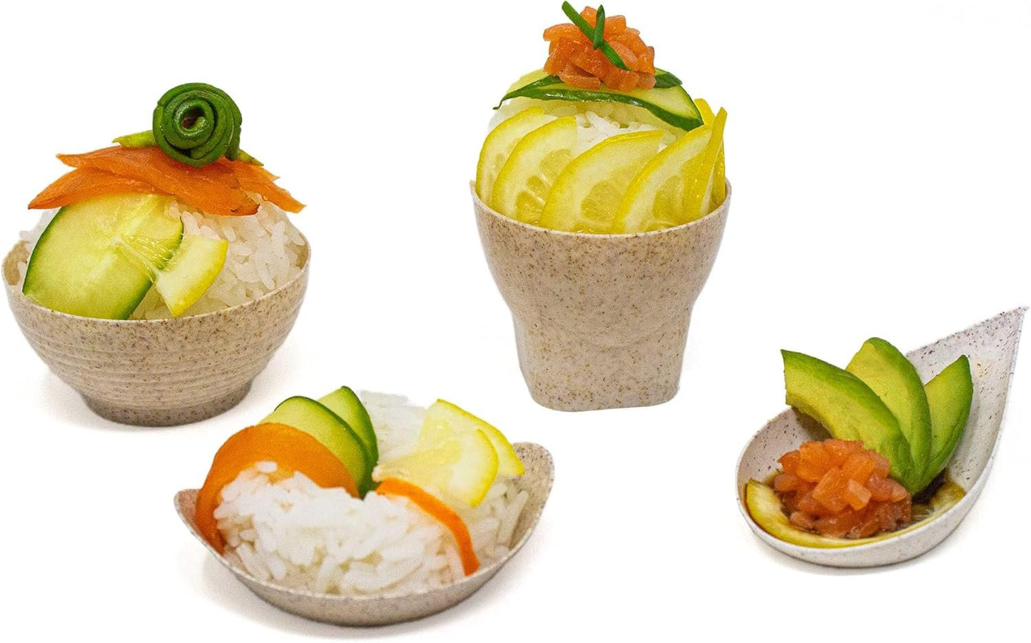 50 Pack Eco-Wheat 3 oz. Asian-Style Mini Wheat Plastic Bowl for Appetizer Bowls Wheat Plastic Small Disposable Dessert Bowls Professional-Grade Recyclable Wheat Straw Mini Dessert Cup CMJJ