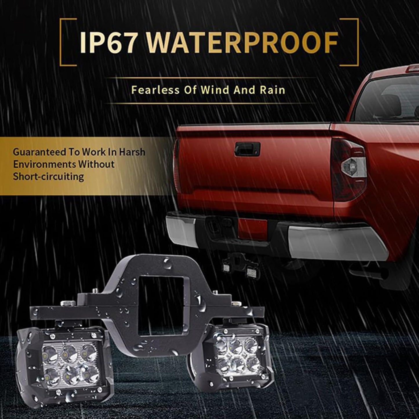 Generico Led Light Pods, Tailgate Light Strip with Hitch Mount, Waterproof Reverse Spotlight Bars for Pickup Truck, Boat, Trailer, Towing Vehicle Rear Accessories, 1 Piece