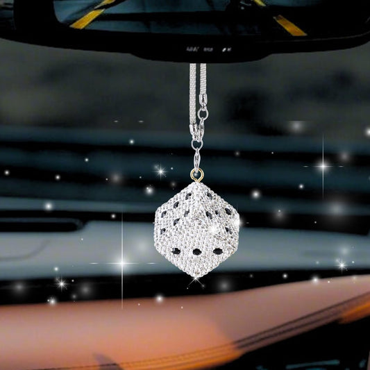 MOTOFITOOL Creative Hanging Dice with Dots Car Rearview Mirror Charm, Bling Car Charm, Rear View Mirror Accessories, Stylish Auto Interior Decor