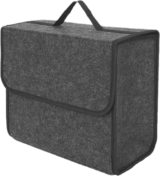 Car Storage Organizer,Car Trunk Storage, 12x11x6.7" Felt Car Storage Organizer with Handle Non-deforming Car Storage Box with Flip Cover Car Accessories Bag for Sedan SUV Storage