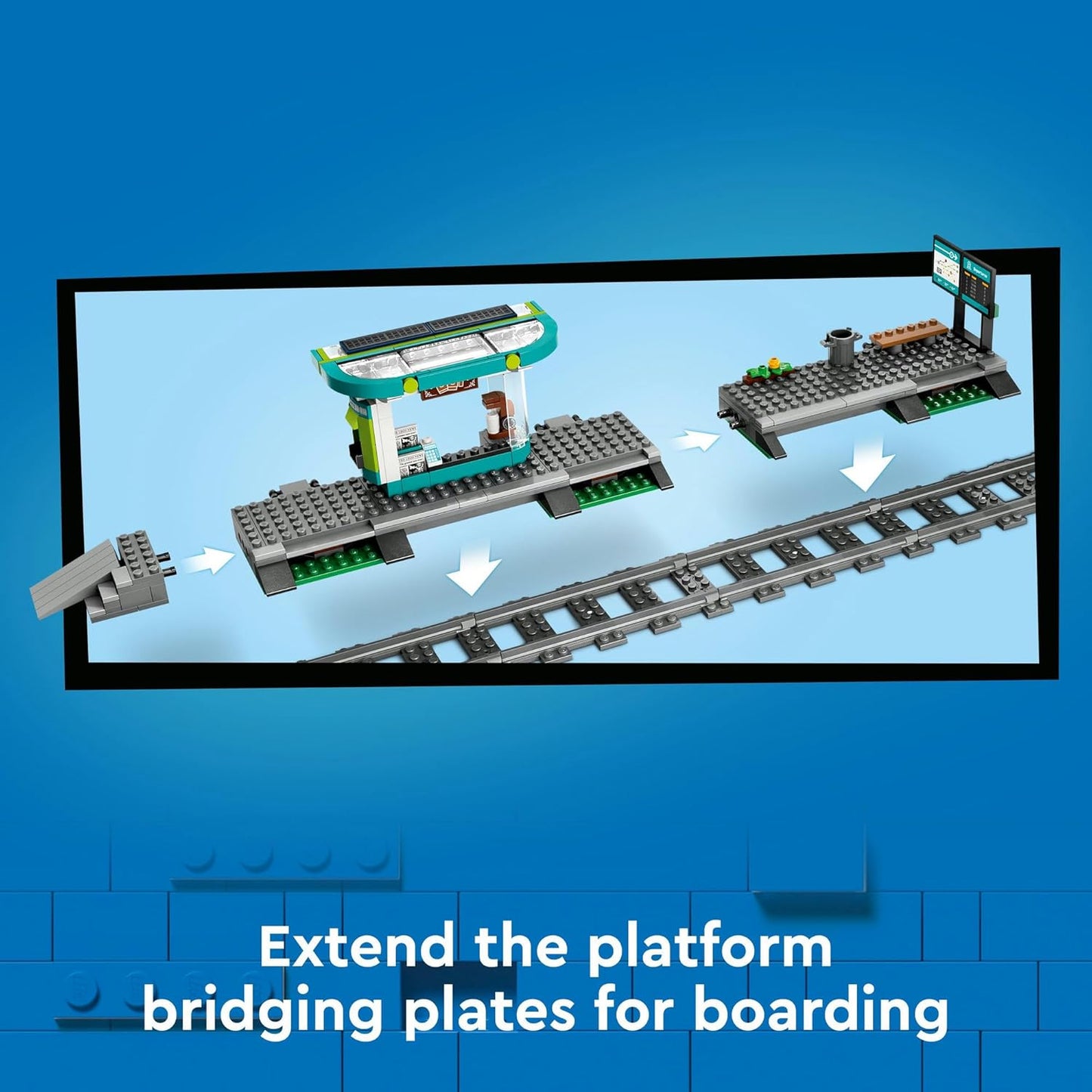 LEGO® City Downtown Tram and Station 60423 Playset for Tramcar and Toy Train Fans Aged 7 Plus, Christmas Toy for Kids, 6 Minifigures and a Guide Dog Figure for Role Play