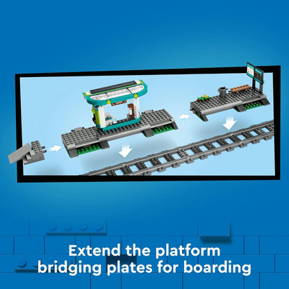 LEGO® City Downtown Tram and Station 60423 Playset for Tramcar and Toy Train Fans Aged 7 Plus, Christmas Toy for Kids, 6 Minifigures and a Guide Dog Figure for Role Play