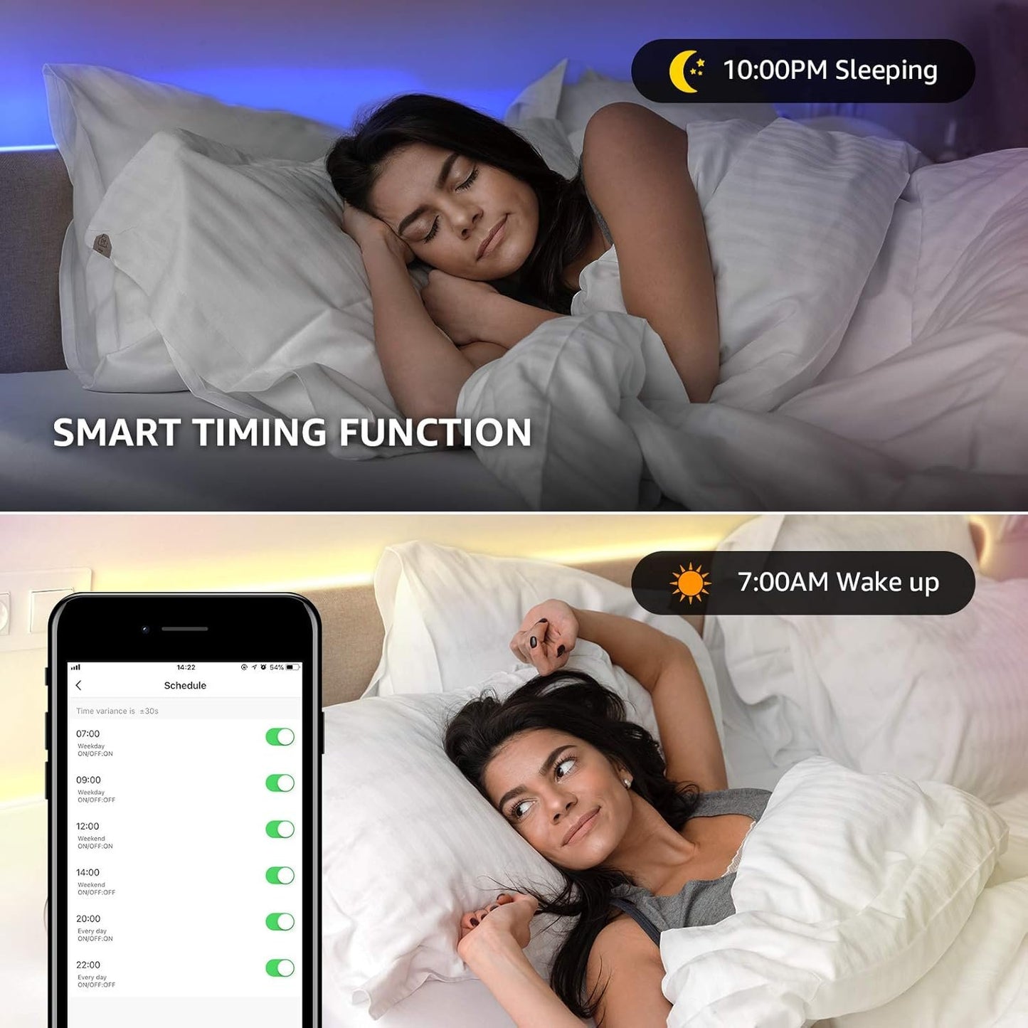 LE Smart Led Lights, 32.8ft(16.4ft*2) 300 LEDs WiFi LED Strip Lights, APP Control Smart LED Light Strip, Work with Alexa and Google Assistant, Non-Waterproof, No Hub Required(Only 2.4G WiFi Supported)