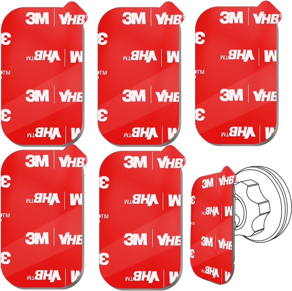 3M Sticky Adhesive Replacement for Magnetic Dashboard Car Mount Holder Base, volport 5 Pack Rectangle Heat Resistance Double Side Tape VHB Sticker Pads for Dash Magnet Phone Mounts & Ring Grip Socket