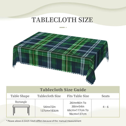 JEJEA Blue Scottish Tartan print Rectangle Tablecloth Waterproof Wrinkle Free Table Cloth For Kitchen Dining Tabletop