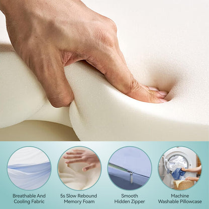 Memory Foam Cervical Pillow for Sleeping, Leaning, Lying and Back Support, Bed Pillow Rest for Bed Sitting up, Ergonomic Side Sleeper Pillow for Sleeping, for Neck Pain and Shoulder Pain Relief