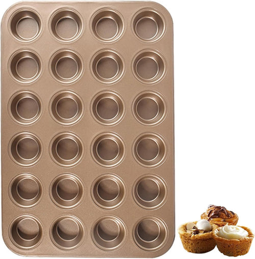 24-Cup Wiltshire Cup Muffin Pan Non-stick Baking Cups BPA Free Reinforced Thickened Stainless Steel Frame Muffin Pan Cake Molds Bakeware Cupcake Mold for Air Fryer Toaster Oven Counter & More (Golden)