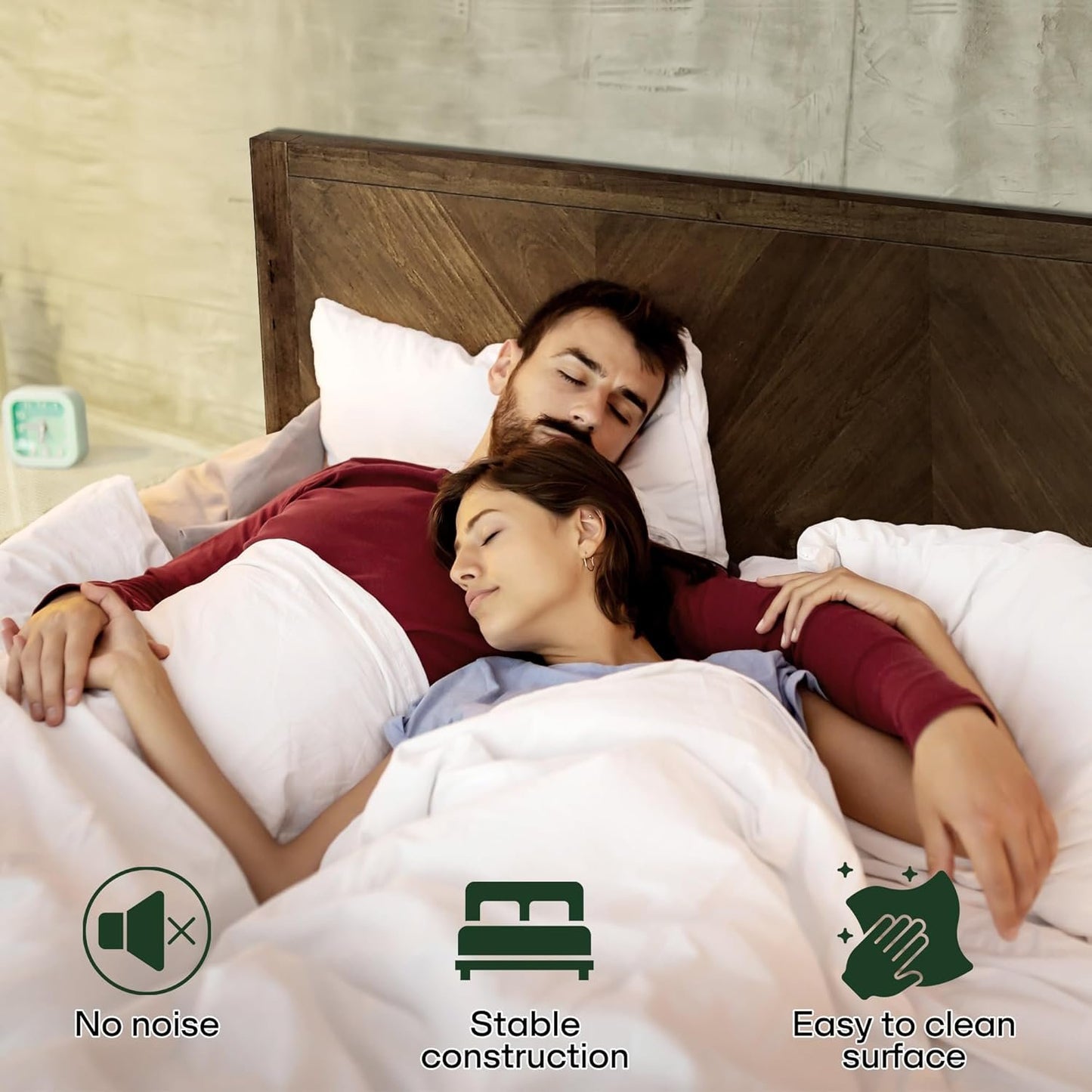 Acacia Alander Queen Solid Wood Bed Frame with Headboard, Scandinavian Signature High Headboard Wood Bed Compatible with All Mattress Types, No Box Spring Needed, Quick & Easy Assembly, Mocha