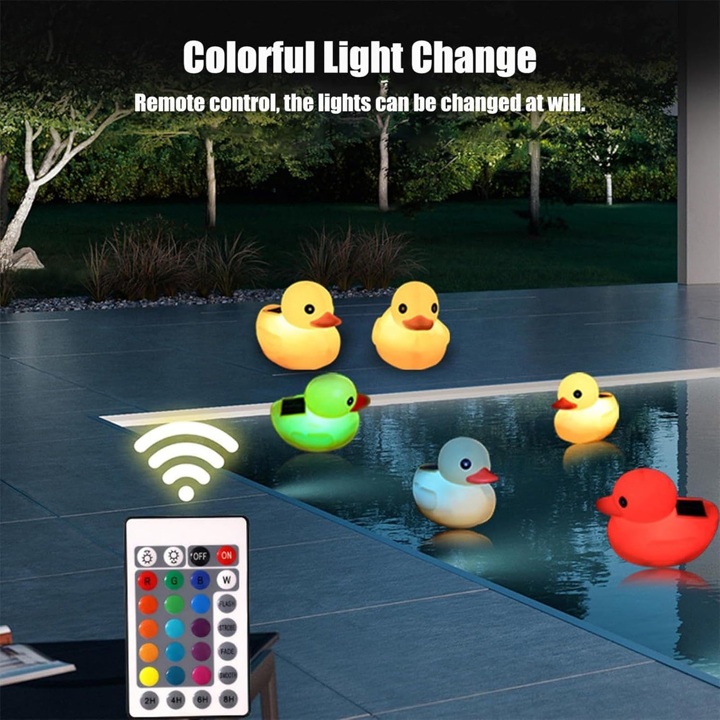 Floating Pool Lights Solar Powered – Duck Shaped Pool Light, Rechargeable Daylight Sensor | Decorative Pond Floating Light For Parties, Backyard Ambience Booster, Solar Duck Ornament, Patio Water Glow