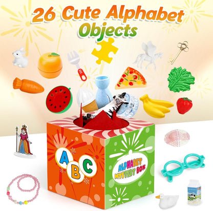 Kasfalci Alphabet Mystery Box for Kids,26 PCS ABC Learning Toys,Letters Sorting Matching Games for Toddlers,Letter Sounds,Speech Therapy Fine Motor Toys for Preschool Kindergarten Classroom
