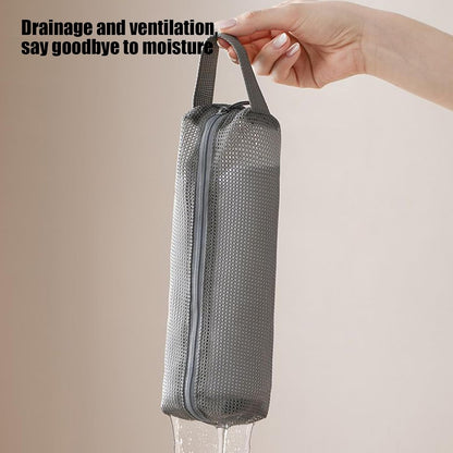 Travel Toiletry Bag, Portable Toothbrush Pouch, Multi-Functional Mesh Organizer, Compact Toiletry Case for Vacation, Airport, Gym, Camping, Cruise, Hospital, Bathroom, Airplane, Gray, Please refer to
