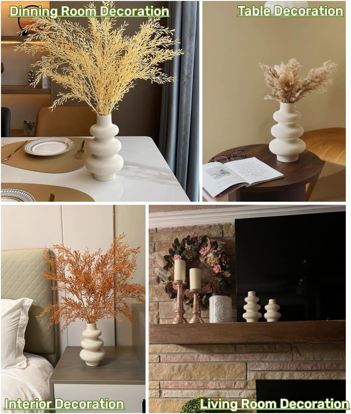 Steviieden Ceramic Vases Set 2, Modern Dried Flower Vases, Off White Round Vases, Boho Home Decor for Centerpieces Wedding Dinner Table Party Living Room Office Bedroom, Housewarming Gift