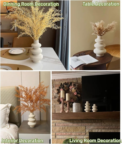 Steviieden Ceramic Vases Set 2, Modern Dried Flower Vases, Off White Round Vases, Boho Home Decor for Centerpieces Wedding Dinner Table Party Living Room Office Bedroom, Housewarming Gift
