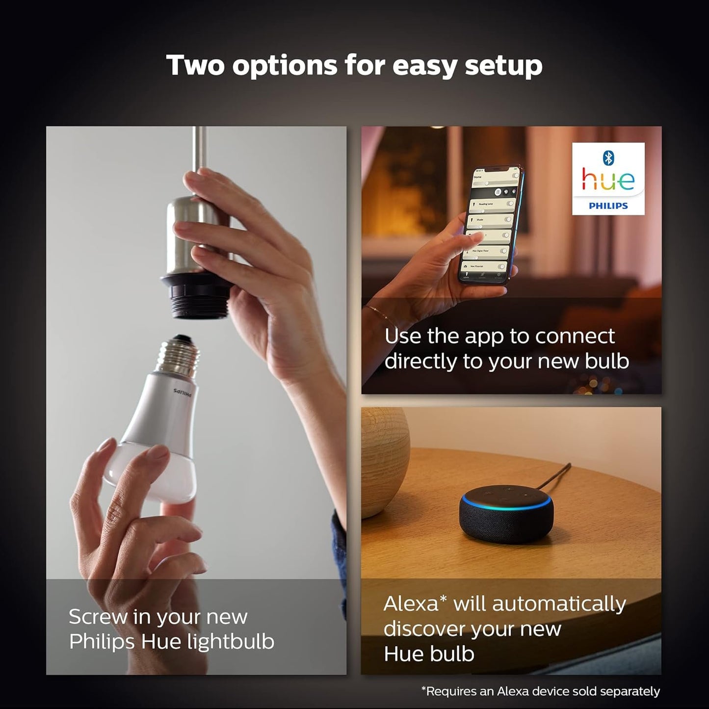 Philips Hue White Smart Bulb Twin Pack LED [B22 Bayonet Cap] - 800 Lumens (60W Equivalent). Compatible with Alexa, Google Assistant and Apple Homekit