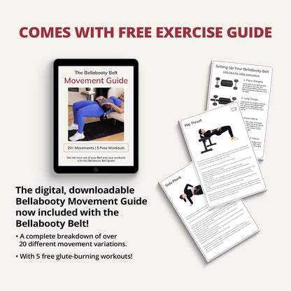 Bellabooty Exercise Hip Thrust Belt, Easy to Use with Dumbbells, Kettlebells, or Plates, Slip-Resistant Padding that Protects Your Hips for the Gym, Home Workouts, or On the Go