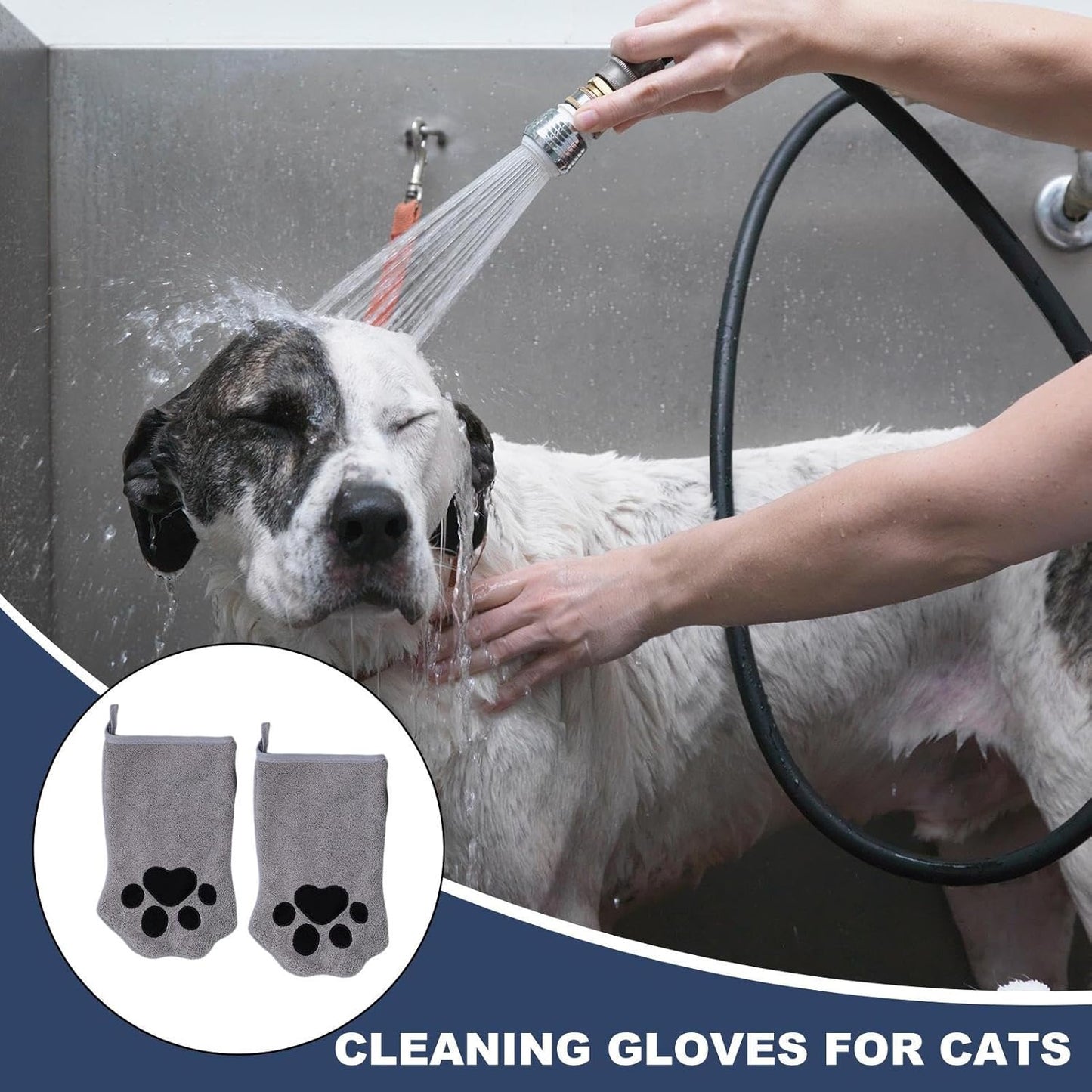 Nuyhgtr Grooming Gloves Cats, 2X Double-Sided Cat Grooming Glove, Quick Drying Bath Towel Pet Care Tool, Ideal for Long-Haired Feline, Daily Cleaning, Travel, Home, Bathroom, Outings