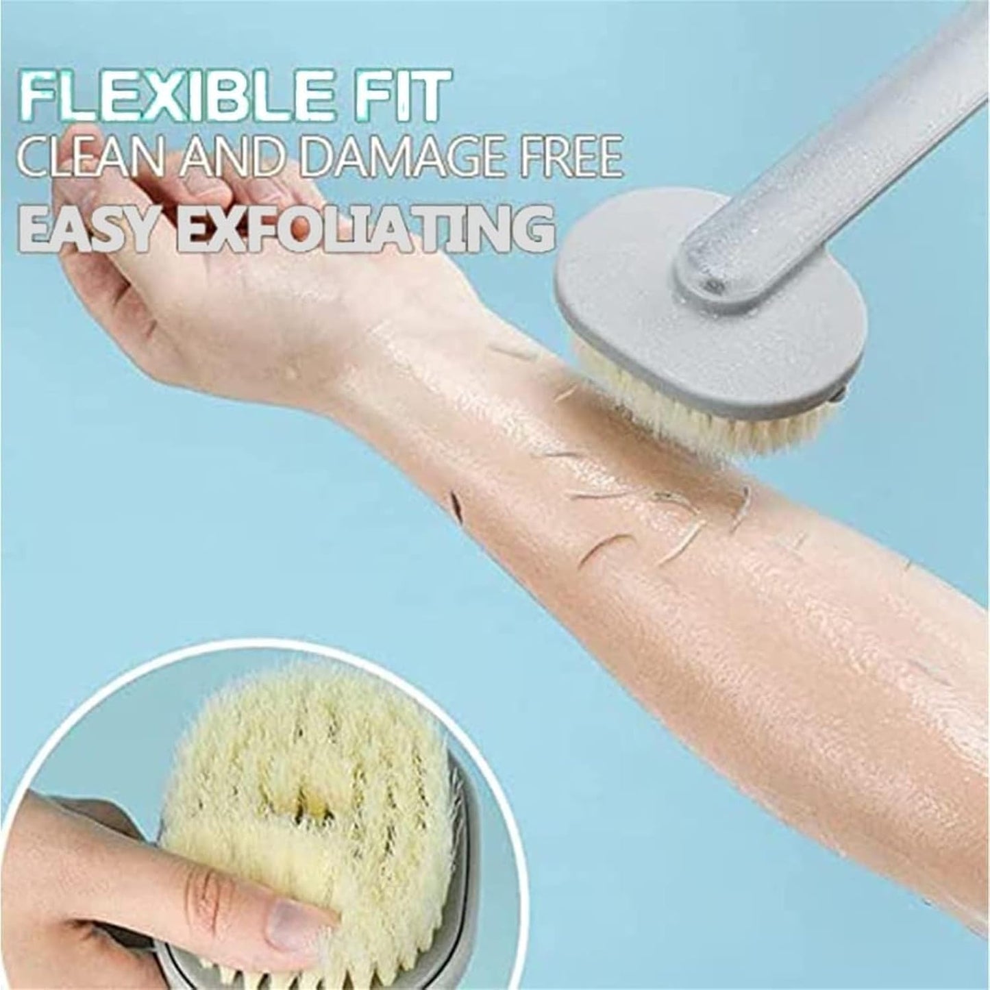 Long Handle Bath Massage Cleaning Brush, Removable Soap Dispenser Bath Brush, Long Handle Back Shower Bath Soap Dispenser Massage Cleaning Brush, Family Essentials (Gray)
