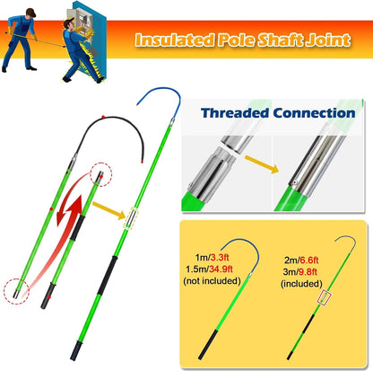 Generisch Gancio di riserva isolato ad alta voltaggio – Non Conductive Electrical Safety Lifesaving Pole, Isolated Rescue Bar for Body Pulling and Emergency Response, Commercial Use Safety Tool