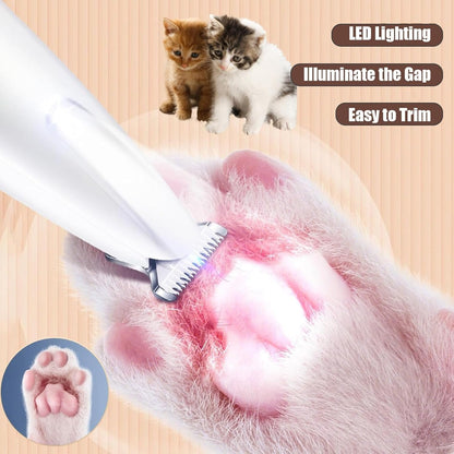 Saffory Electric Dog Trimmer,2025 Upgrades Dog Paw Trimmer with LED Light,18 mm Widen Blade, 35 dB Low Noise,Rechargeable Pet Electric Hair Clipper for Dogs and Cats