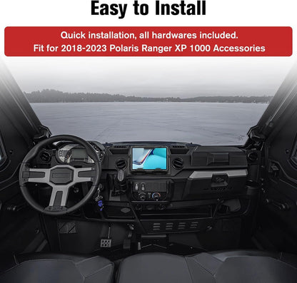 LitMiRaCle Electronic Device Tablet Phone Holder with Storage Box Organizer Tray, Mounts Tablet Mounts GPS Holder for 2018-2023 Polaris Ranger XP 1000 Accessories
