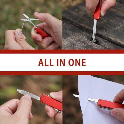 NexTool Keychain Knife, 5 in 1 Mini Multitool Key Chians, Small Pocket Knife with Key Ring, Scissors, Screwdrivers and Nail File, Cool Gadget Gifts for Men Women Dad Boyfriend Everyday Carry (Red)